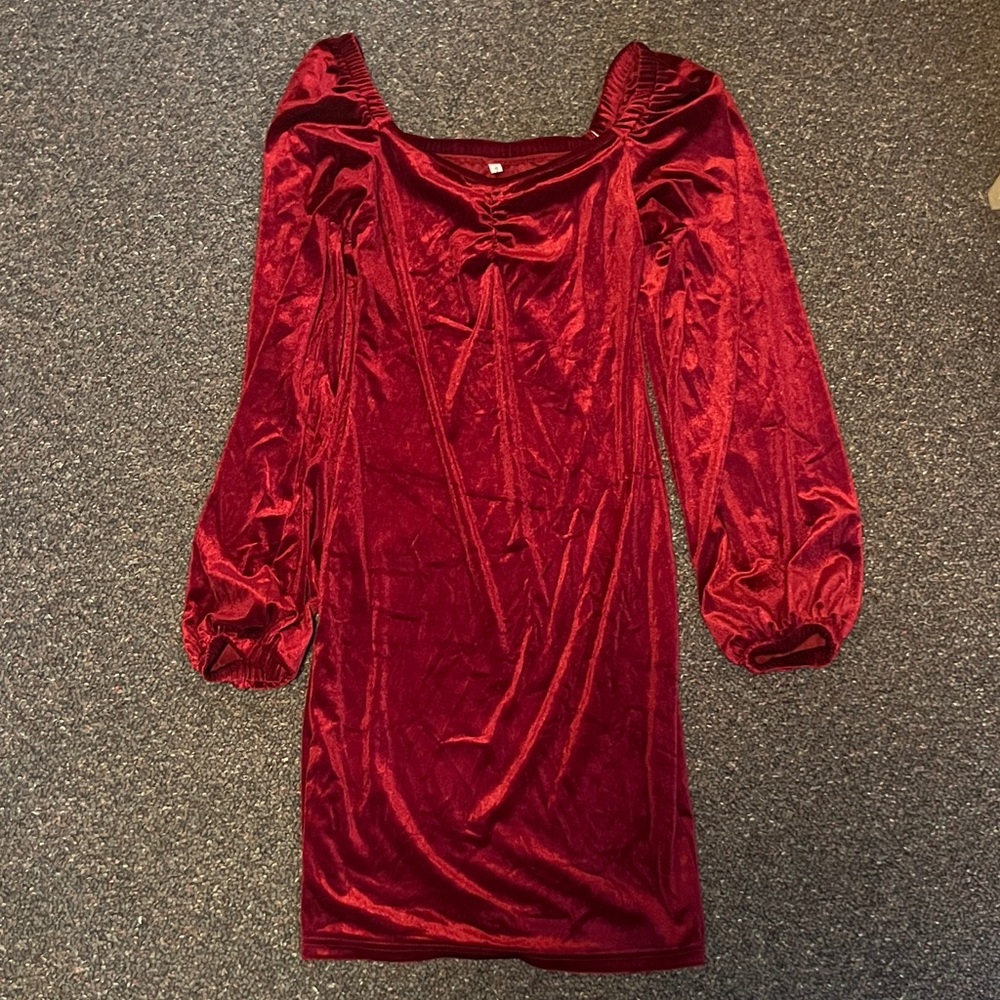 Amazon Red Velvet Long Sleeve Dress